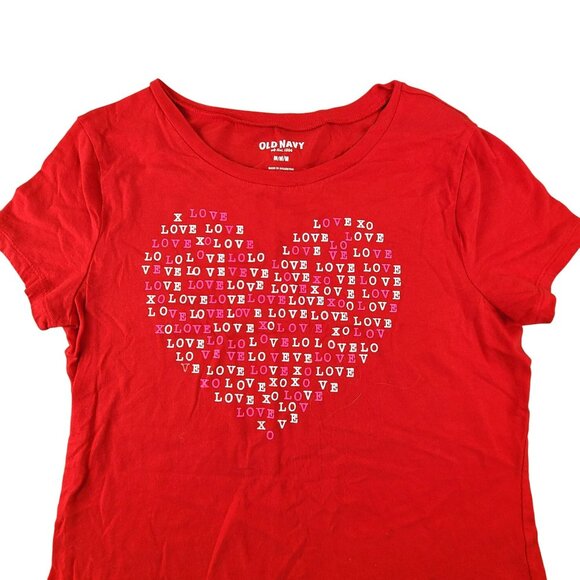Old Navy Red Love Heart Graphic Tee M Short Sleeve Shirt Womens JH1796 - Picture 6 of 6